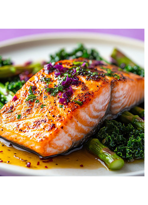 Công thức cá hồi áp chảo sốt bơ tỏi (bữa tối keto/low-carb).