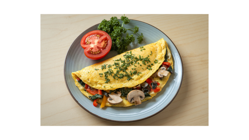 Hình ảnh món trứng cuộn với rau củ tươi ngon, giàu dinh dưỡng và hấp dẫn